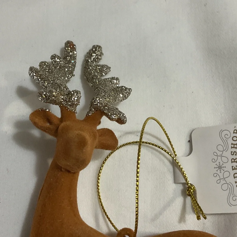 Wondershop Velvet Brown Reindeer Ornament with Glitter Antlers